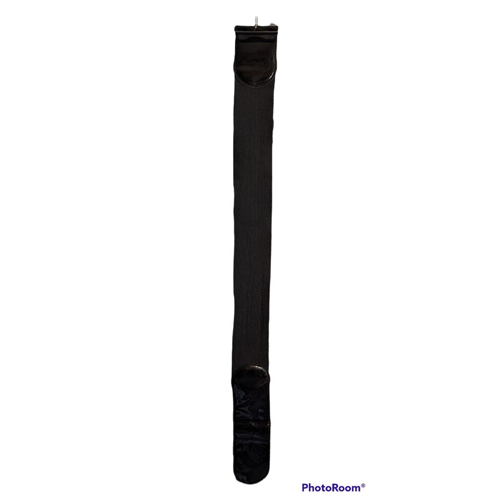 Wide Band Black Patent Leather Elastic Stretch Cinch Belt Rockabilly Goth M/L